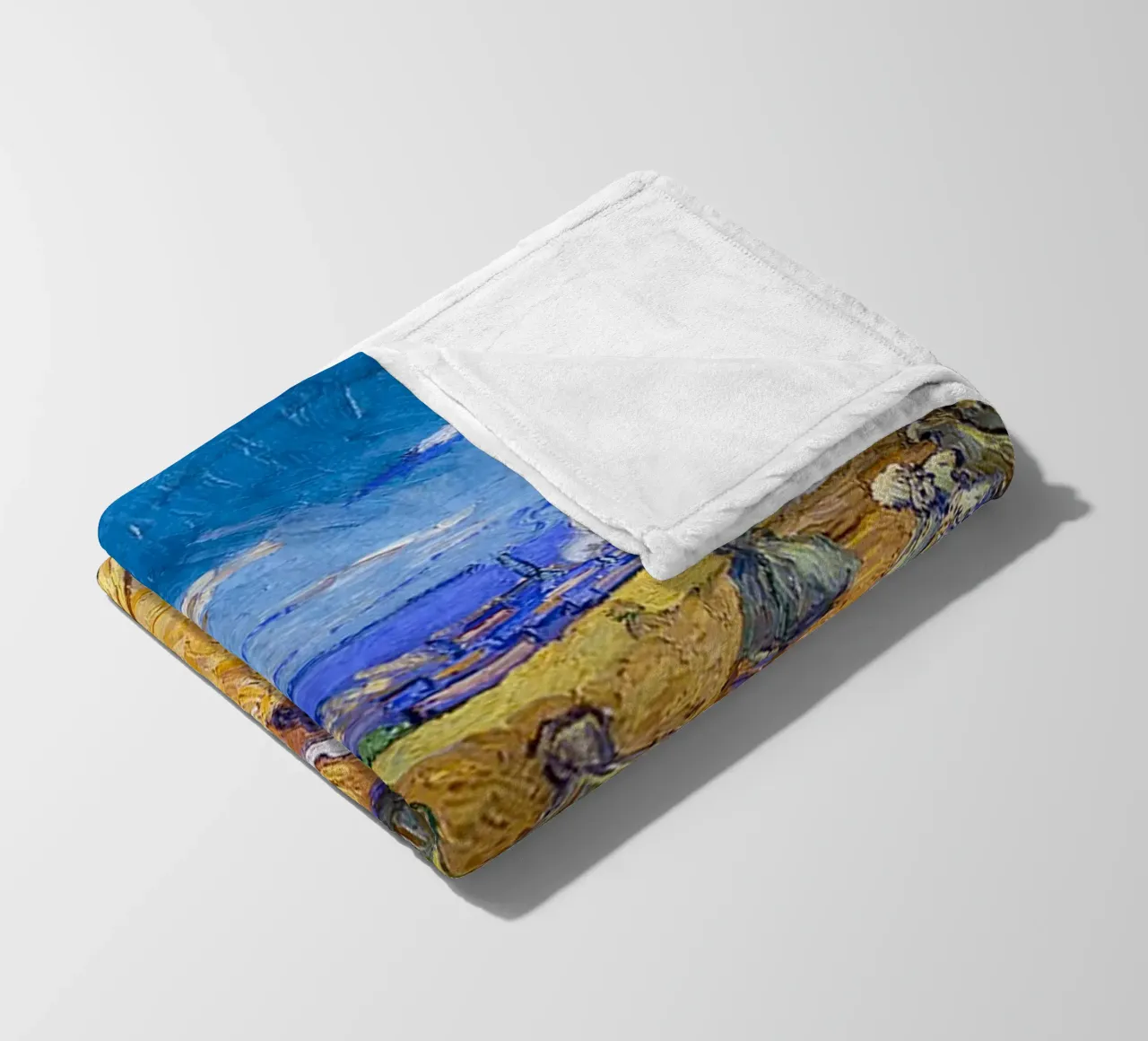 Wheat Fields with Reaper Auvers 1888 fleece blanket by ValerieArt