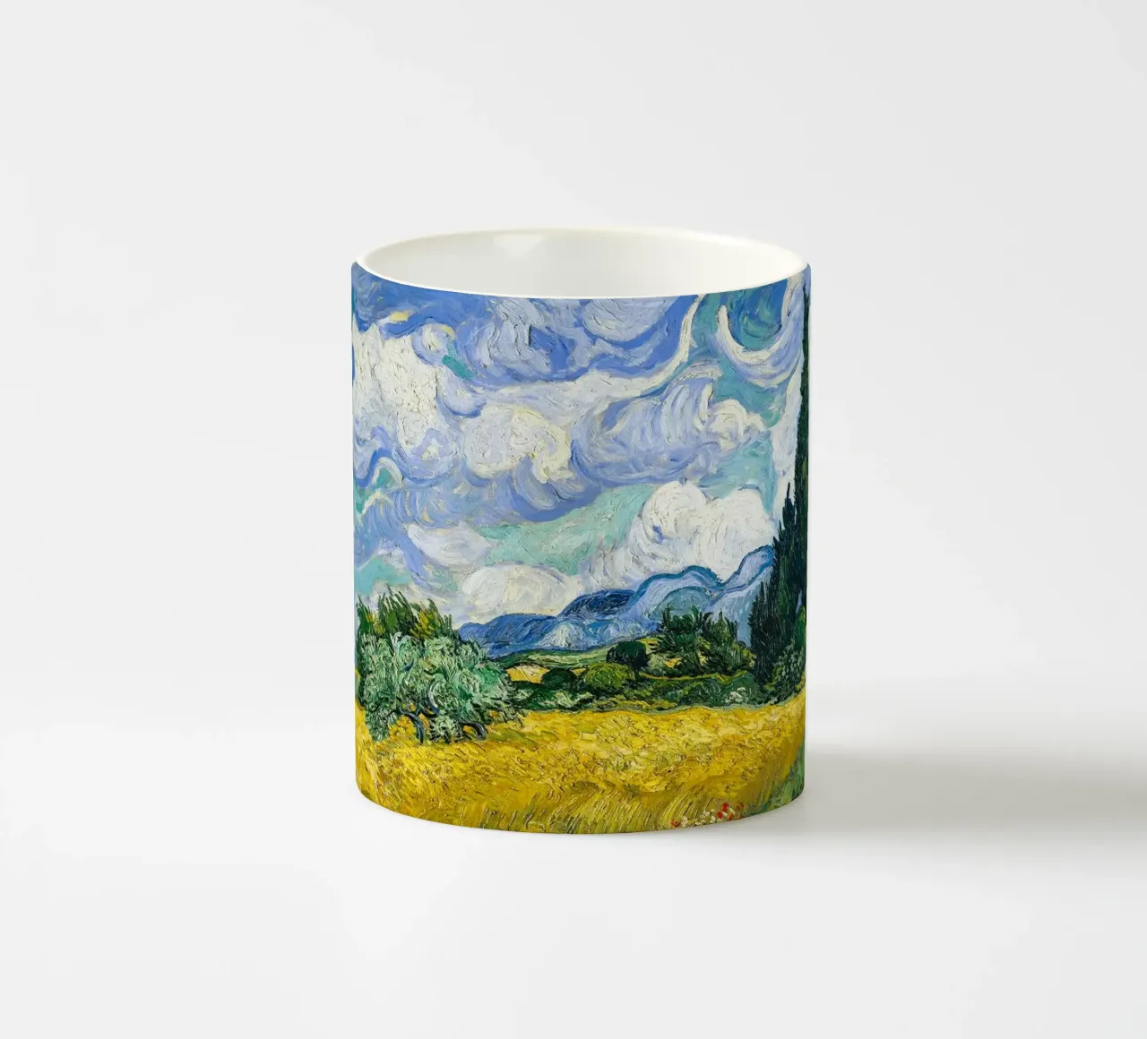 Campo di grano con cipressi 1889 tazza in ceramica da ValerieArt