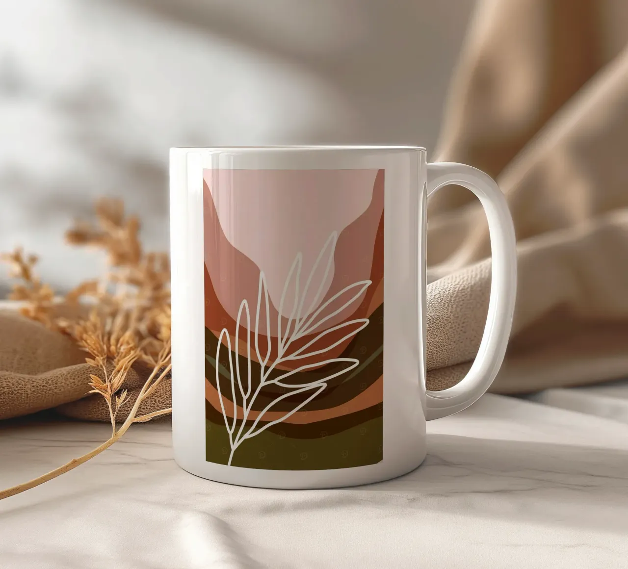 Foglia astratta tazza in ceramica da Daron