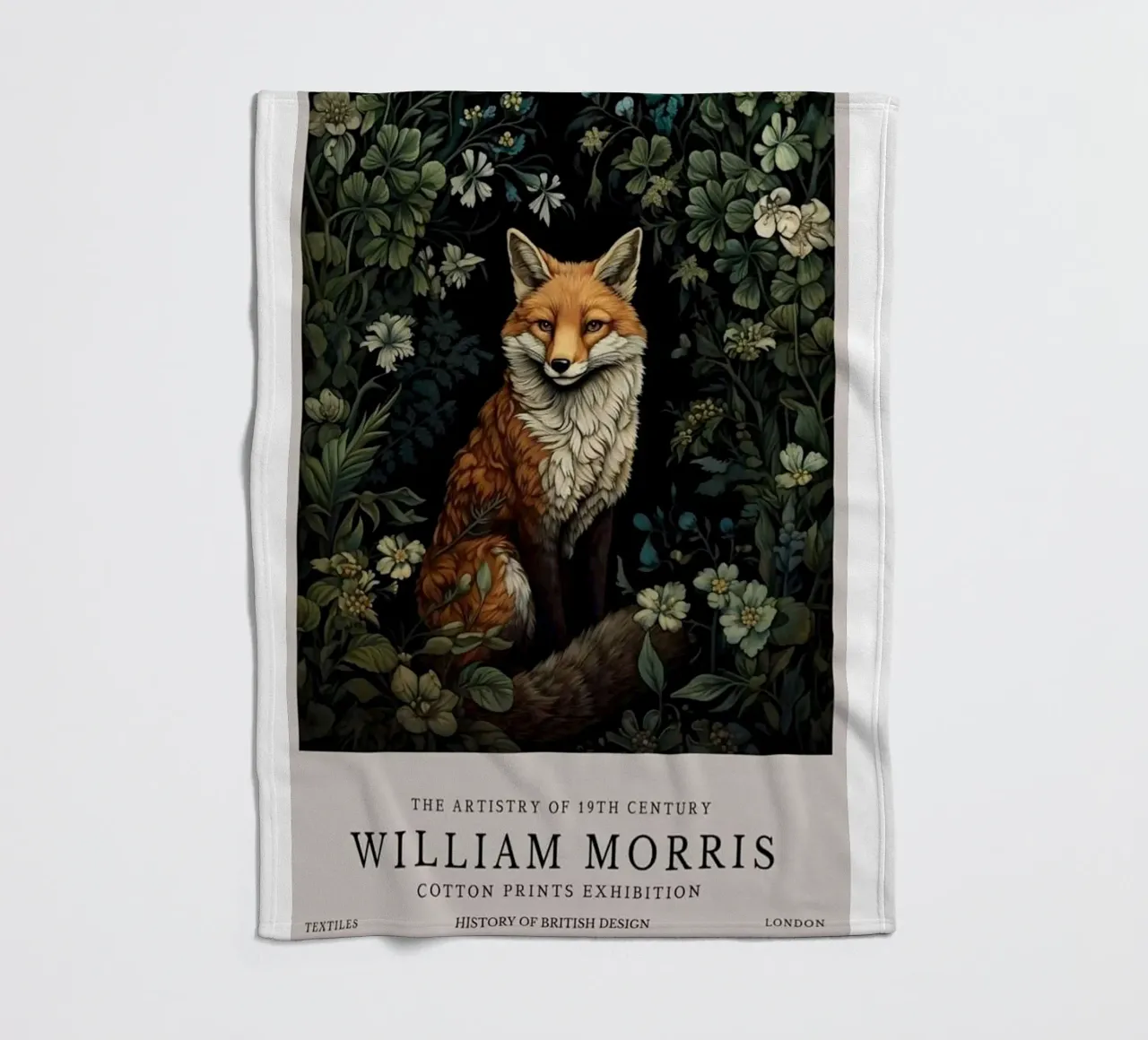 fierce fox in the middle of the forest fleece blanket by Ropech Shop