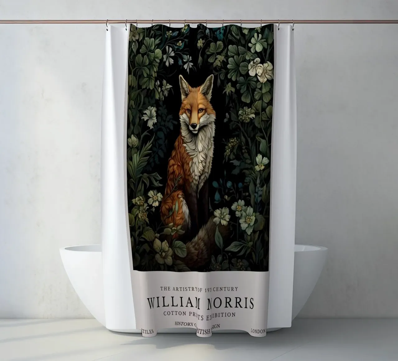 fierce fox in the middle of the forest shower curtain by Ropech Shop