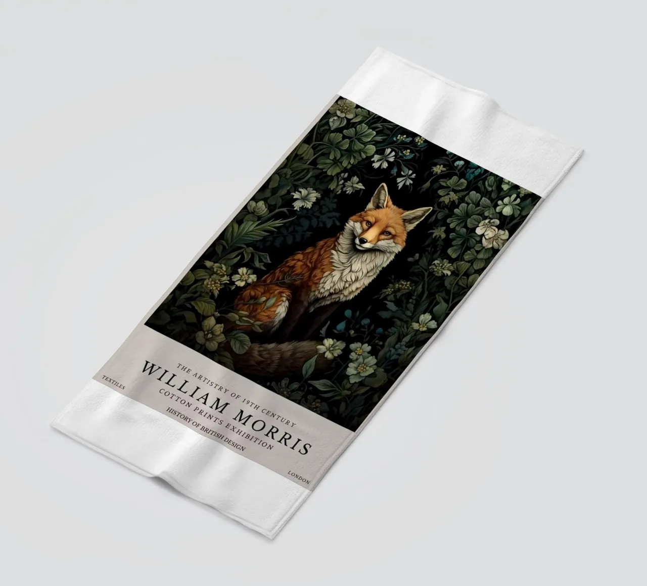fierce fox in the middle of the forest beach towel by Ropech Shop