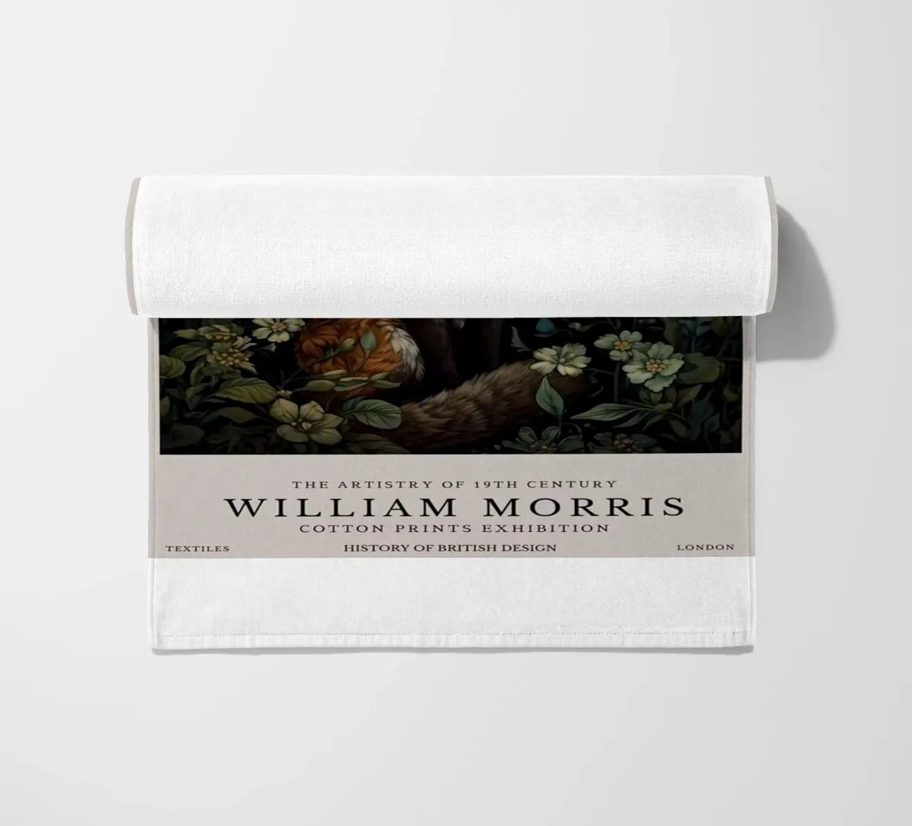 fierce fox in the middle of the forest beach towel by Ropech Shop