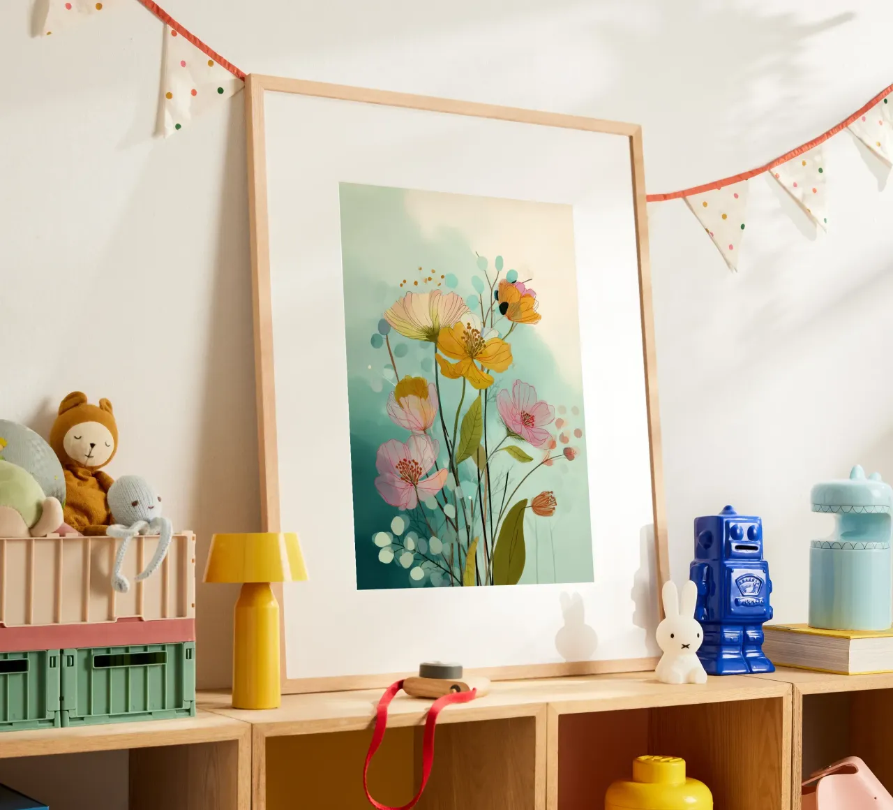 Soft Wildflowers poster con telaio in plastica da Clara August