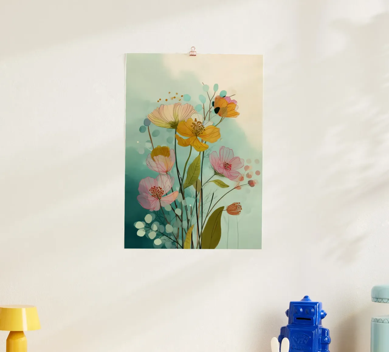 Soft Wildflowers poster con telaio in plastica da Clara August