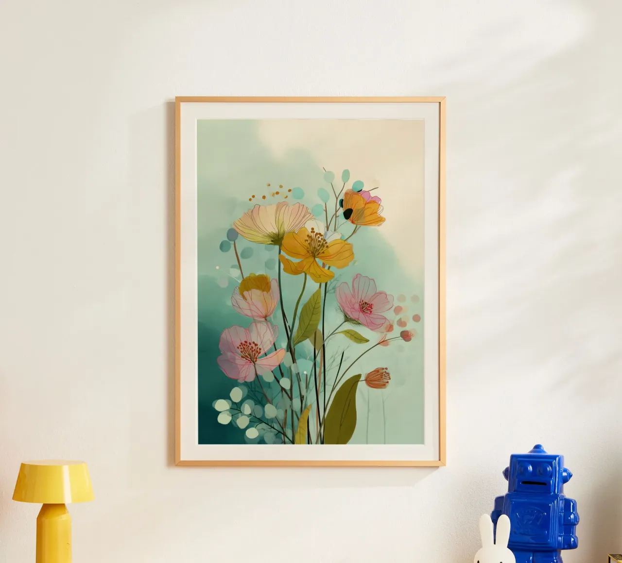 Soft Wildflowers poster con telaio in plastica da Clara August