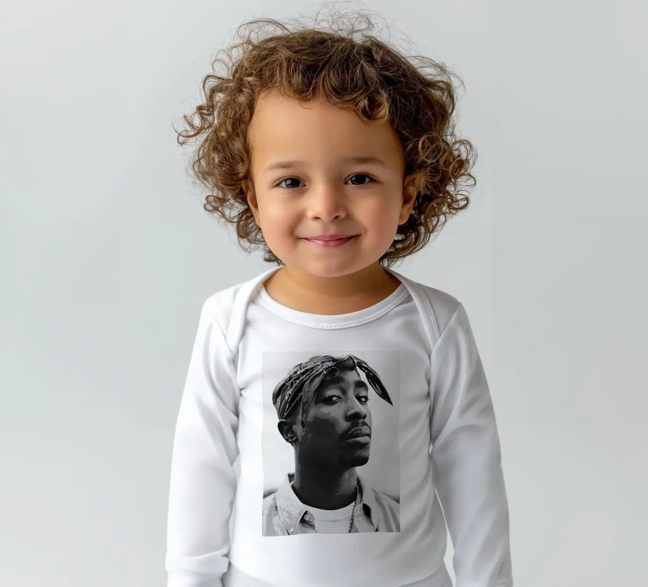 Tupac Shakur long-sleeve baby romper by vanhesling