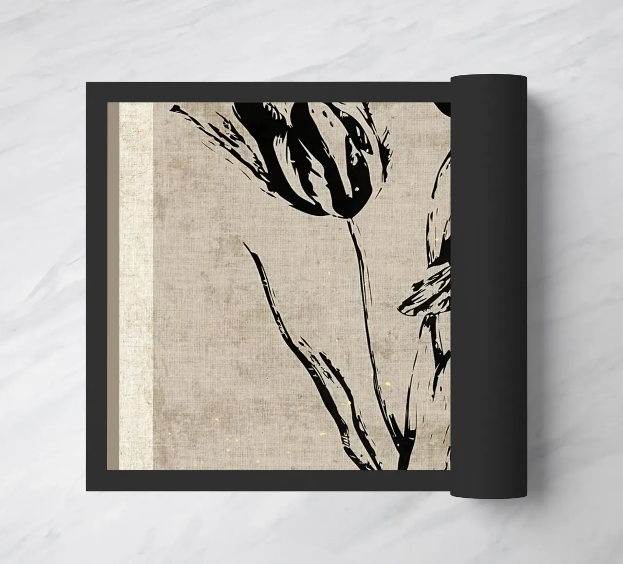 Stampa artistica floreale in bianco e nero zerbino da Modern Geometry