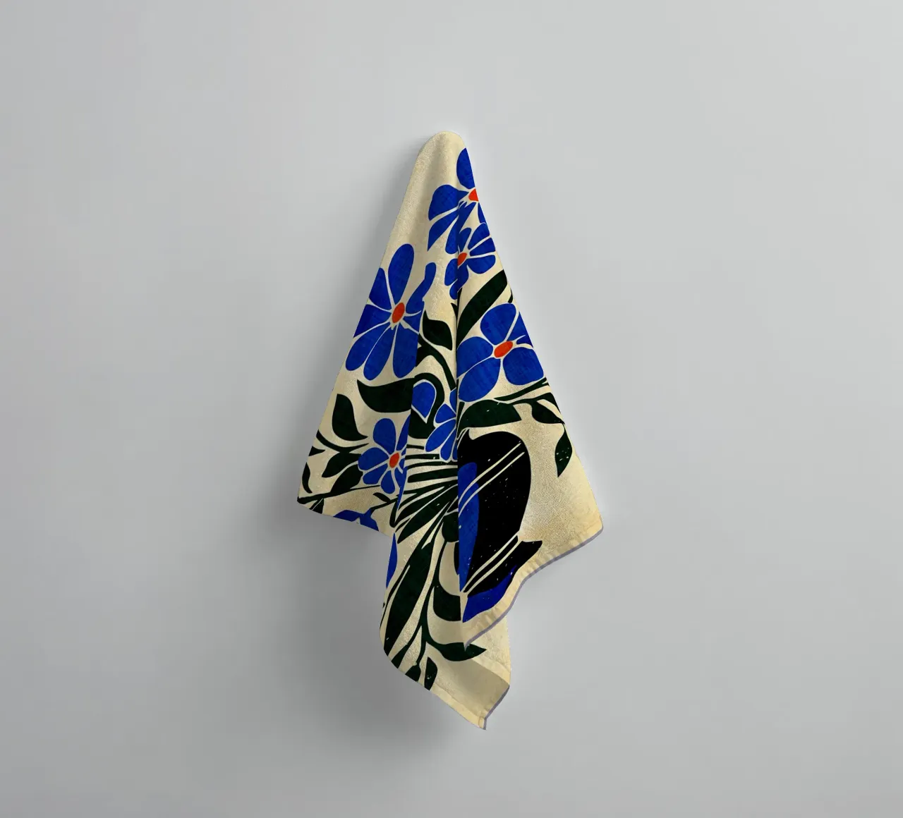 Bouquet di fiori blu asciugamano da bagno da Modern Geometry