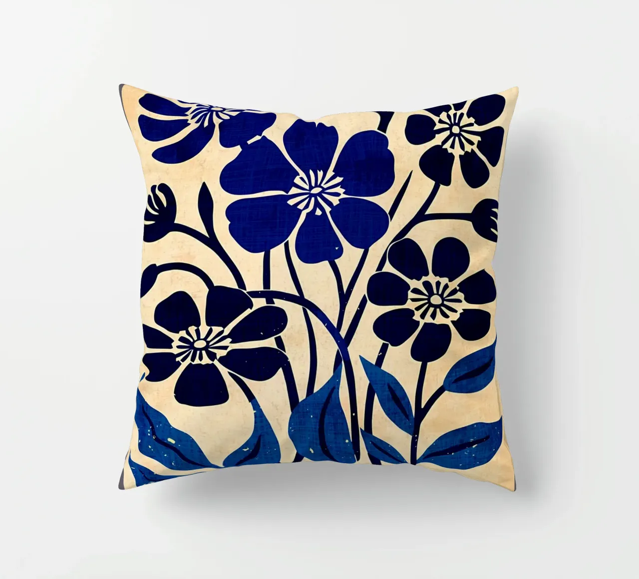 Fiori selvatici blu cuscino da Modern Geometry