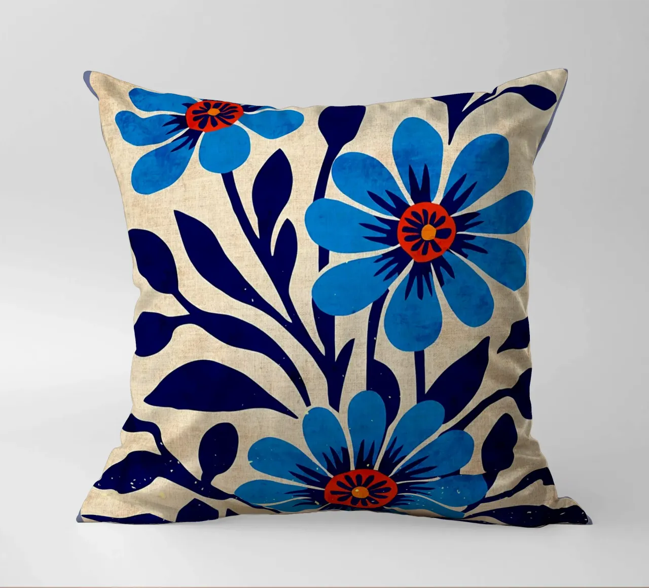Fiori selvatici blu cuscino da Modern Geometry