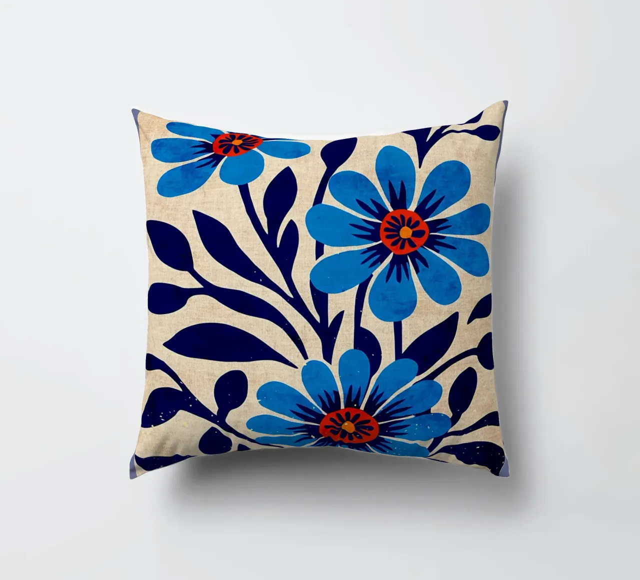 Fiori selvatici blu cuscino da Modern Geometry
