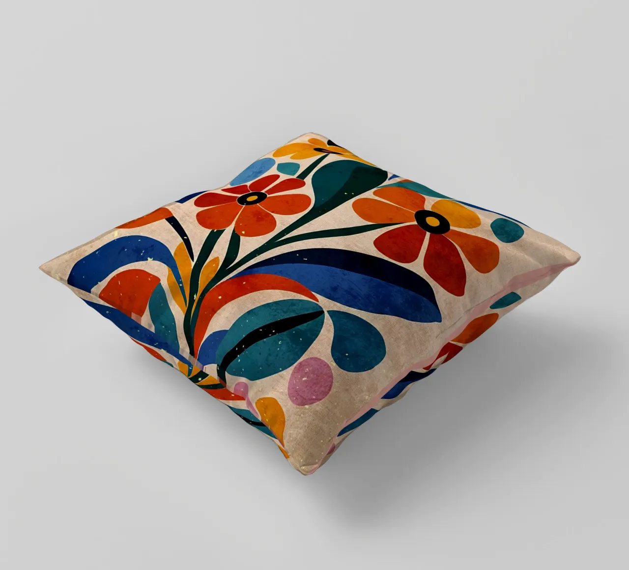 Fiori colorati e retrò cuscino da Modern Geometry