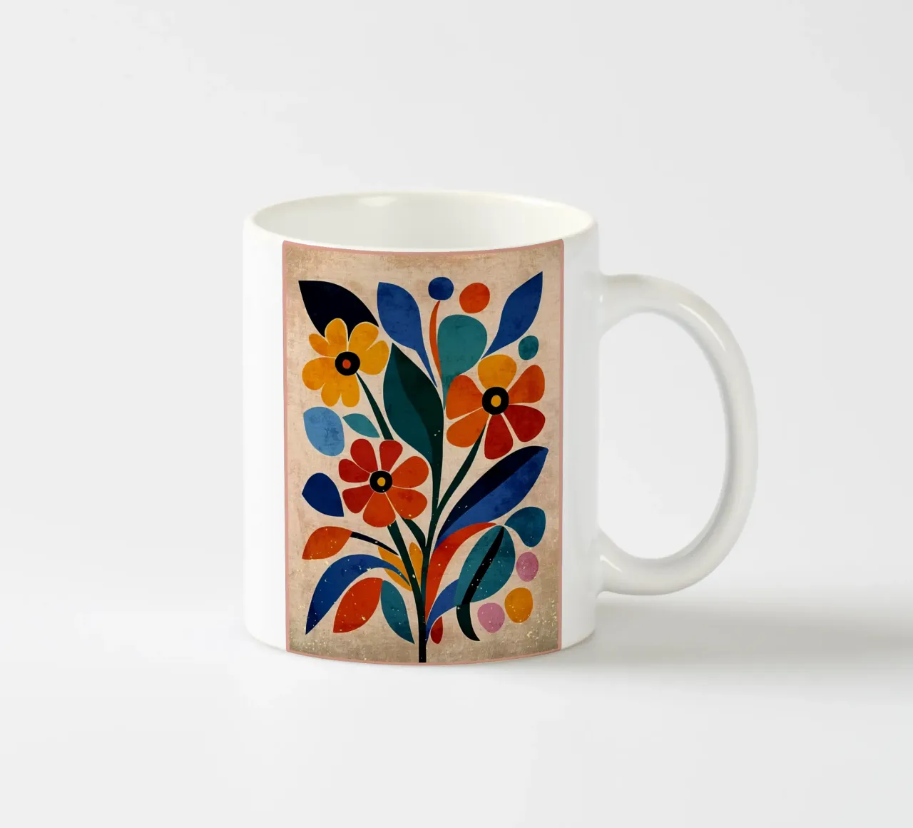 Fiori colorati e retrò tazza in ceramica da Modern Geometry