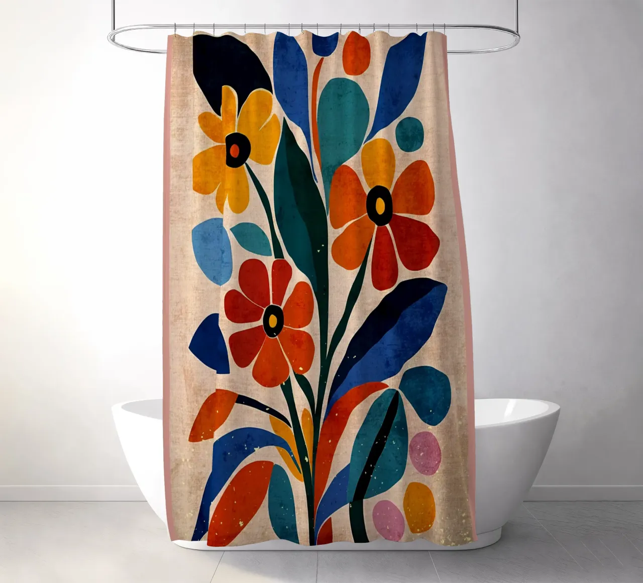 Fiori colorati e retrò tenda da doccia da Modern Geometry