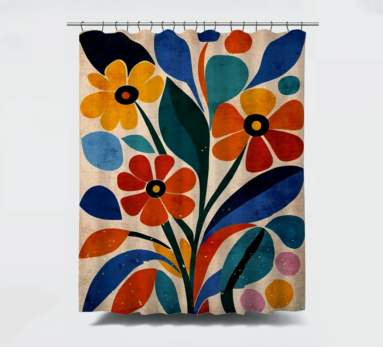 Fiori colorati e retrò tenda da doccia da Modern Geometry