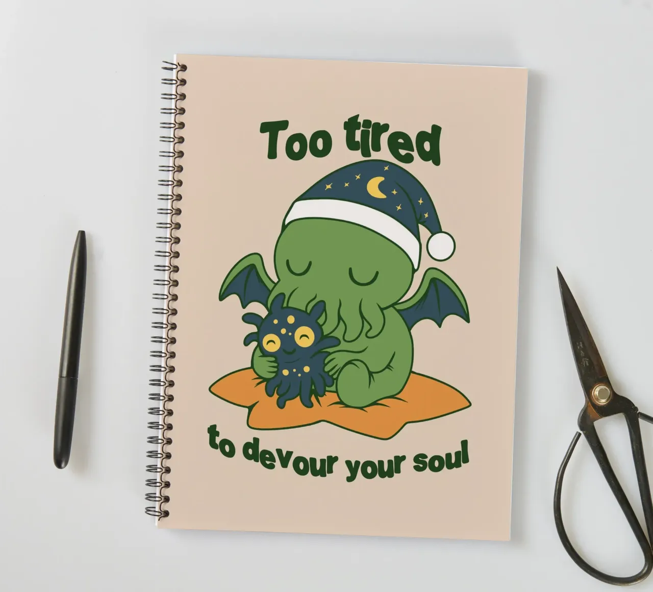 Too tired to devour your soul spiral notebook by Loobs