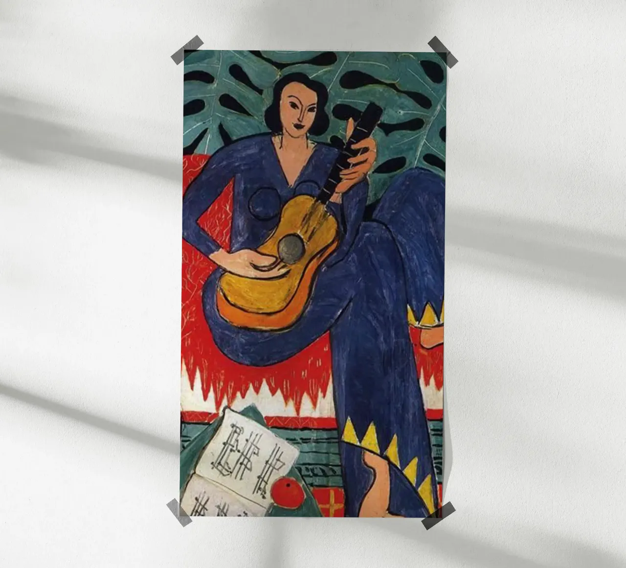 a woman playing guitar poster by sazkia art