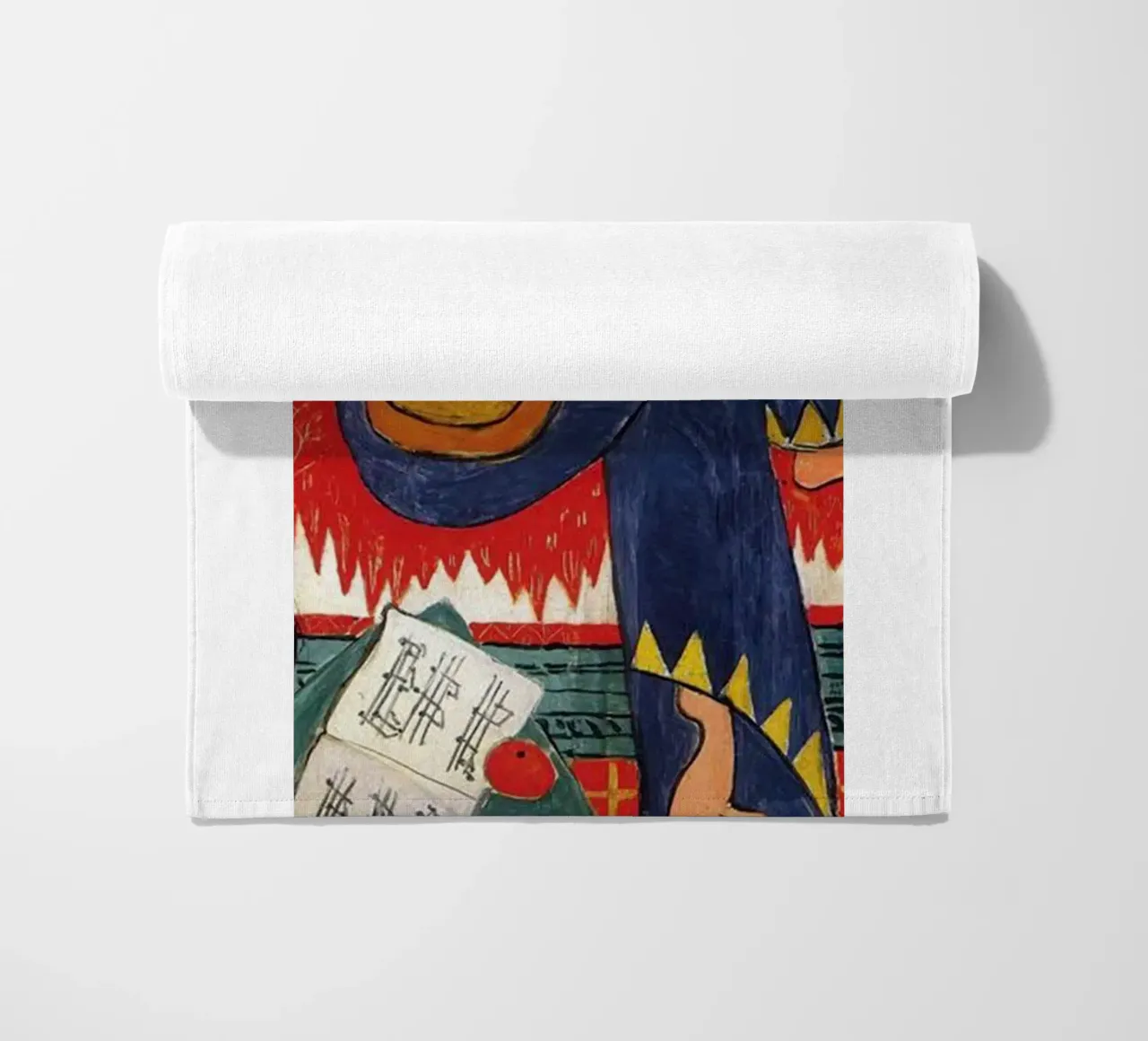 a woman playing guitar beach towel by sazkia art
