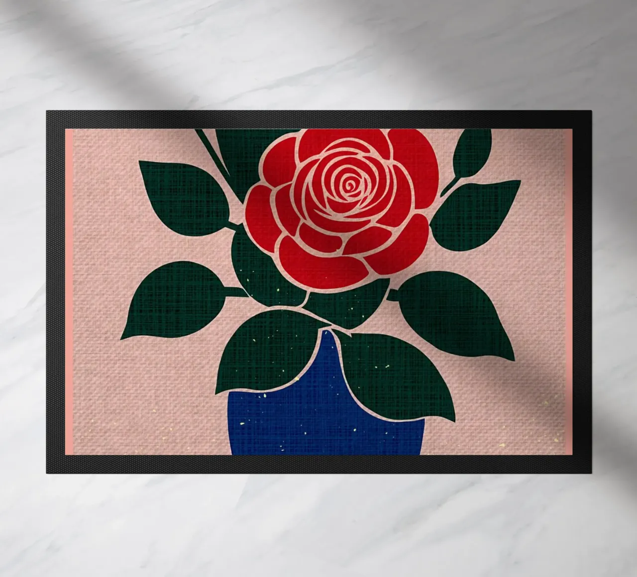 Rosa rossa in vaso blu zerbino da Modern Geometry