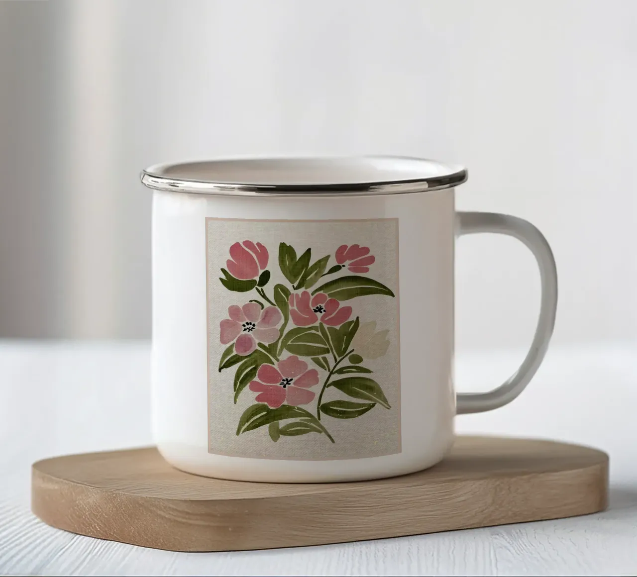 Bouquet floreale acquerellato tazza in smalto da Modern Geometry