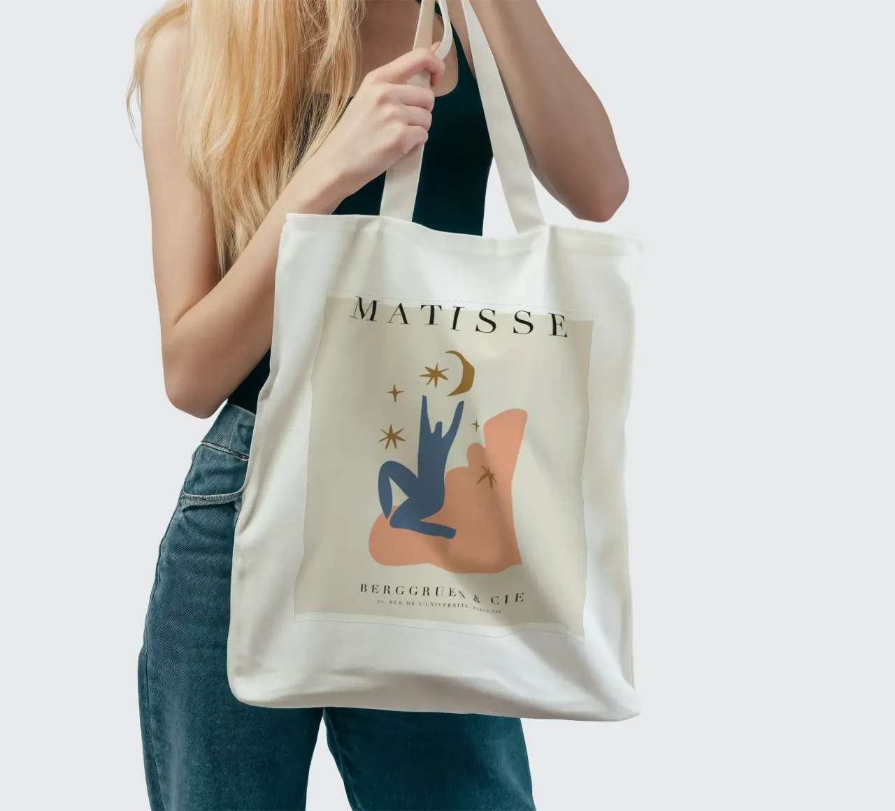 creacent moon tote bag by sazkia art