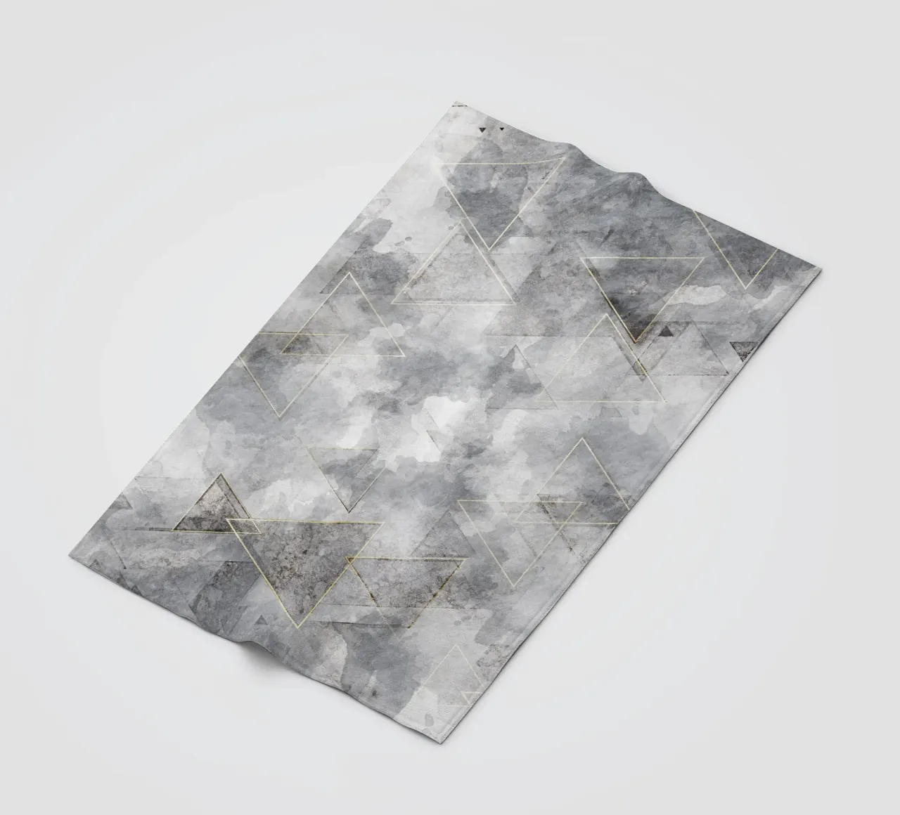 modern abstract art geometric triangles golden coperta in pile da vintageshop