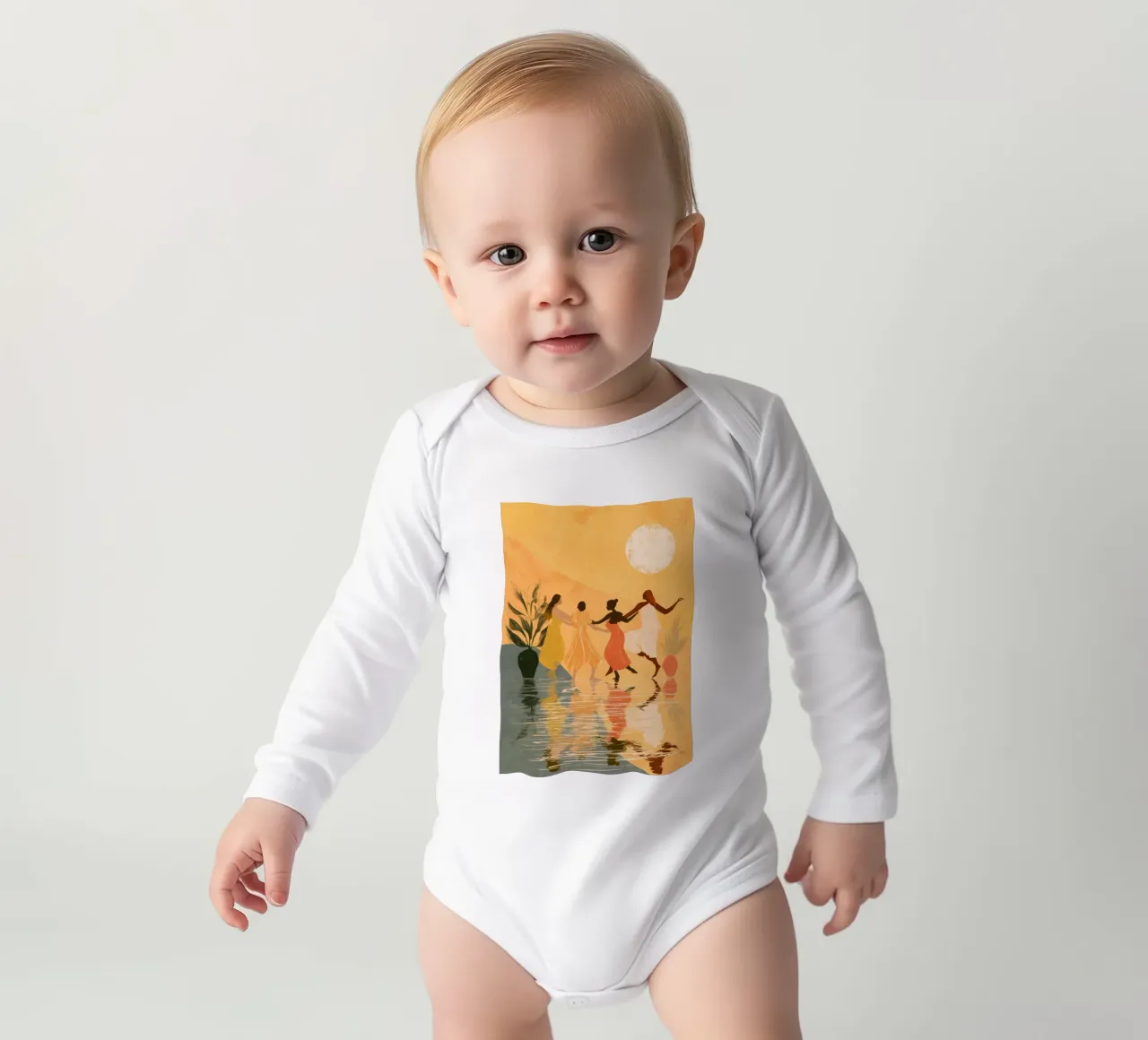Beneath the Sun long-sleeve baby romper by Clara August