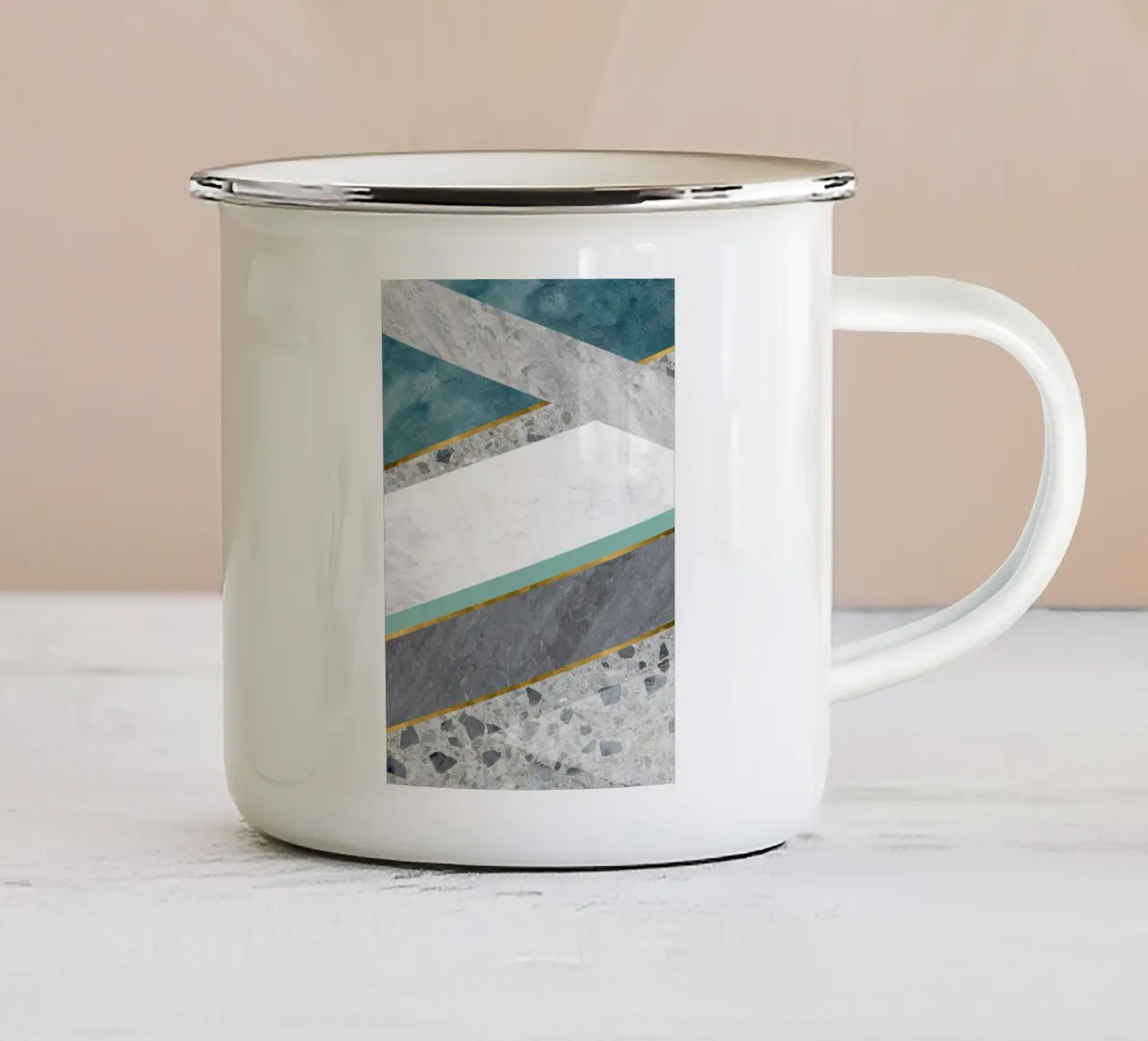 modern abstract art geometric emaille mok van vintageshop