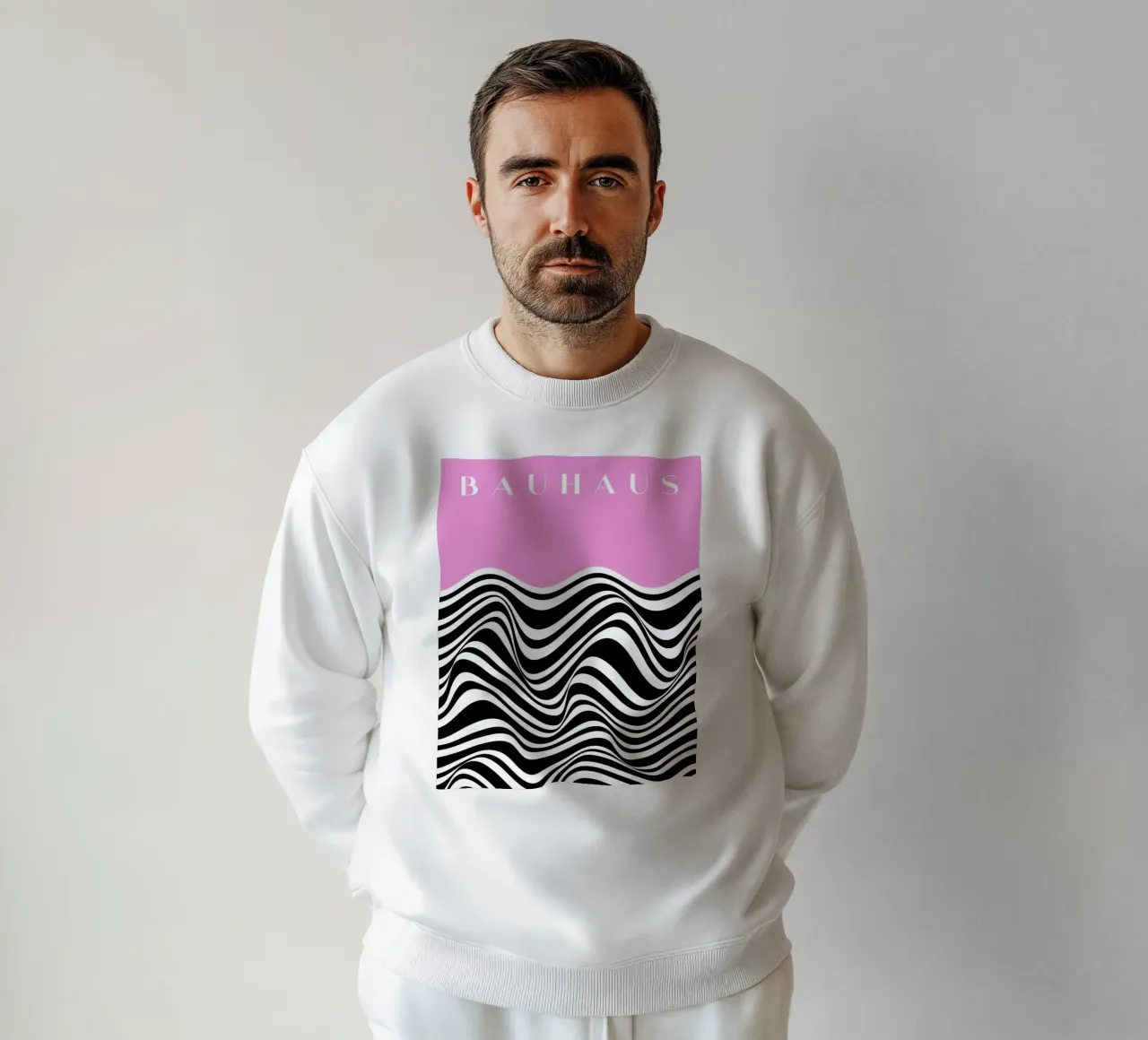 Bauhaus Wave - Arte ottica in rosa e nero felpa da Studio Vibe
