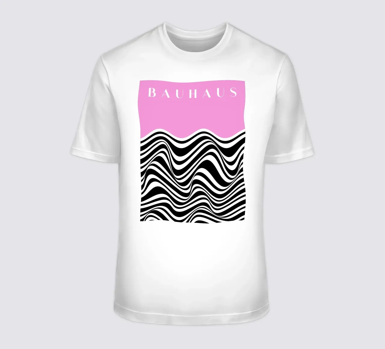 Bauhaus Wave - Optical Art in Pink & Black t-shirt by Studio Vibe