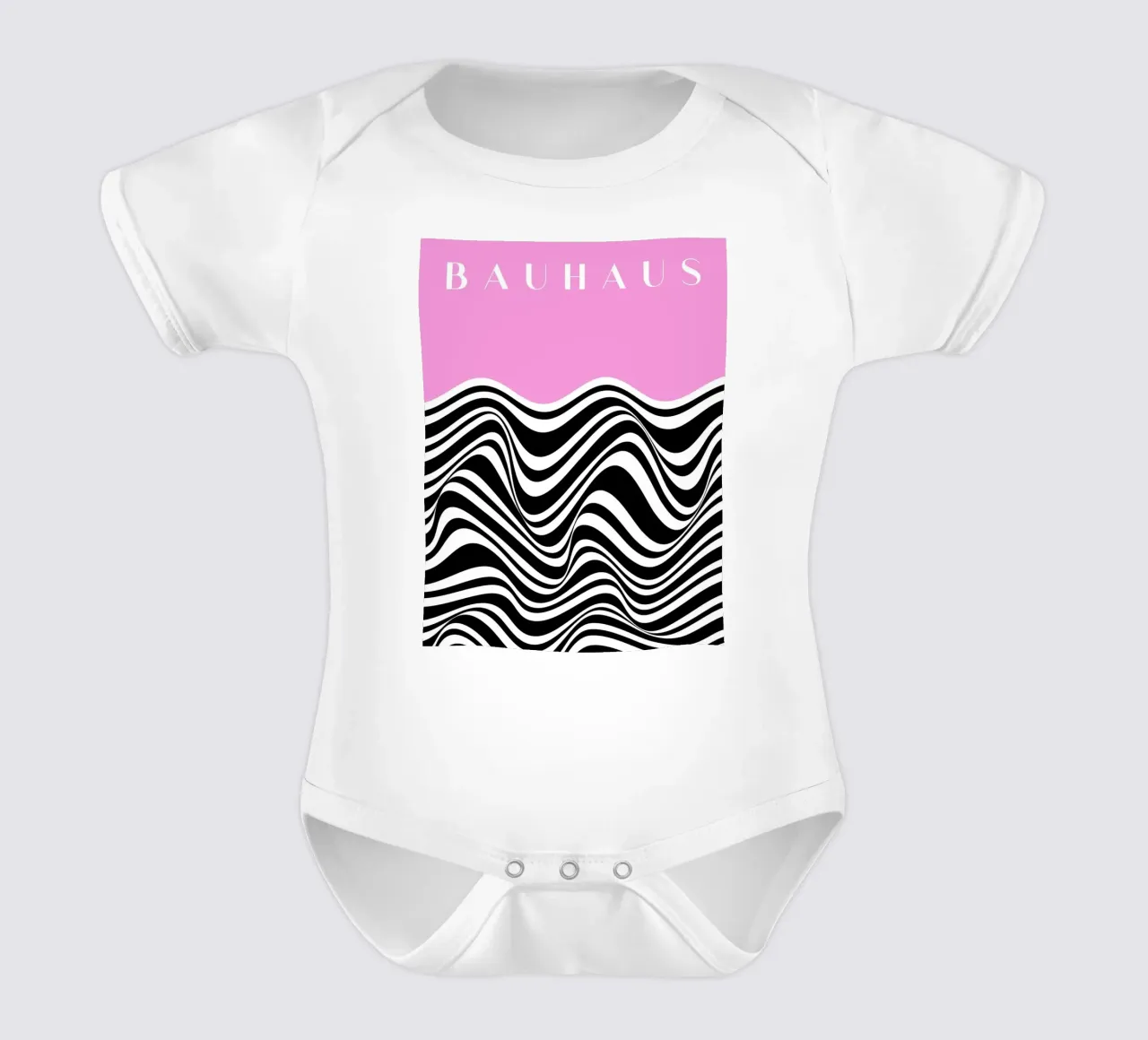 Bauhaus Wave – Optical Art in Pink & Schwarz Kurzarm Babybody von Studio Vibe