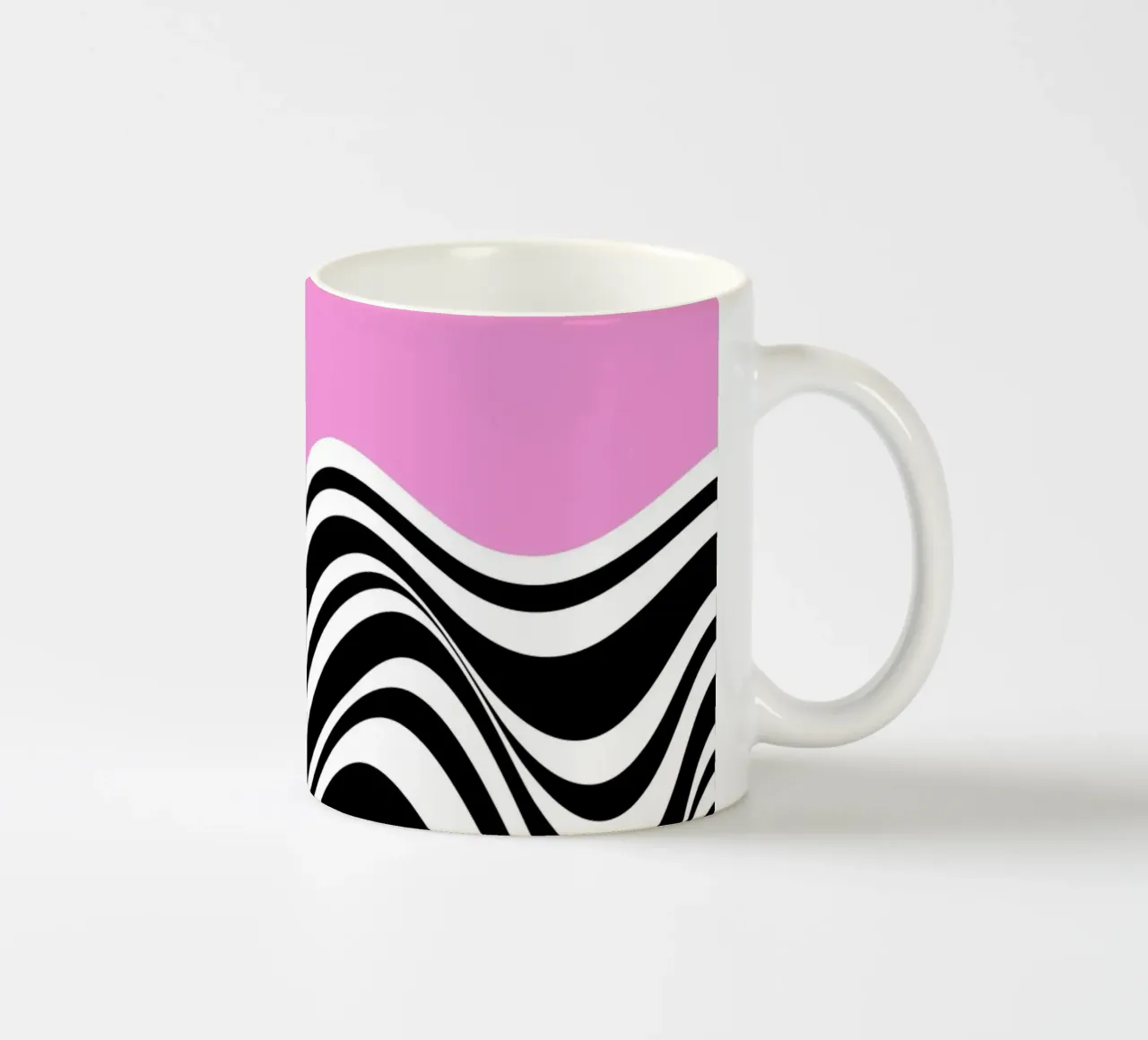 Bauhaus Wave - Optische Kunst in Roze & Zwart keramische mok van Studio Vibe