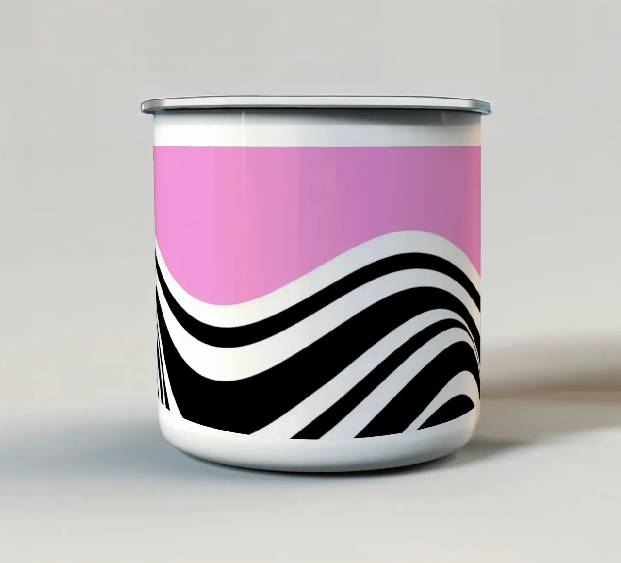 Bauhaus Wave - Arte ottica in rosa e nero tazza in smalto da Studio Vibe
