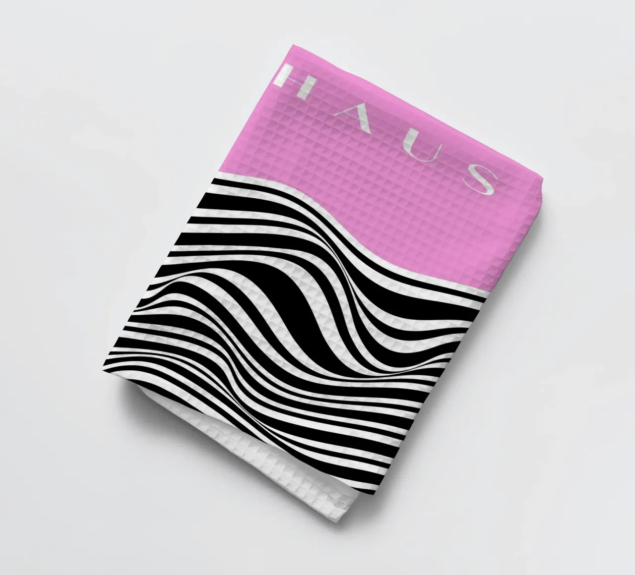 Bauhaus Wave – Optical Art in Pink & Schwarz Geschirrtuch von Studio Vibe