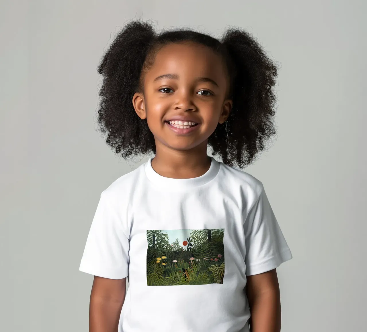Virgin Forest with Sunset (1910) by Henri Rousseau kids t-shirt by Classic Art Prints