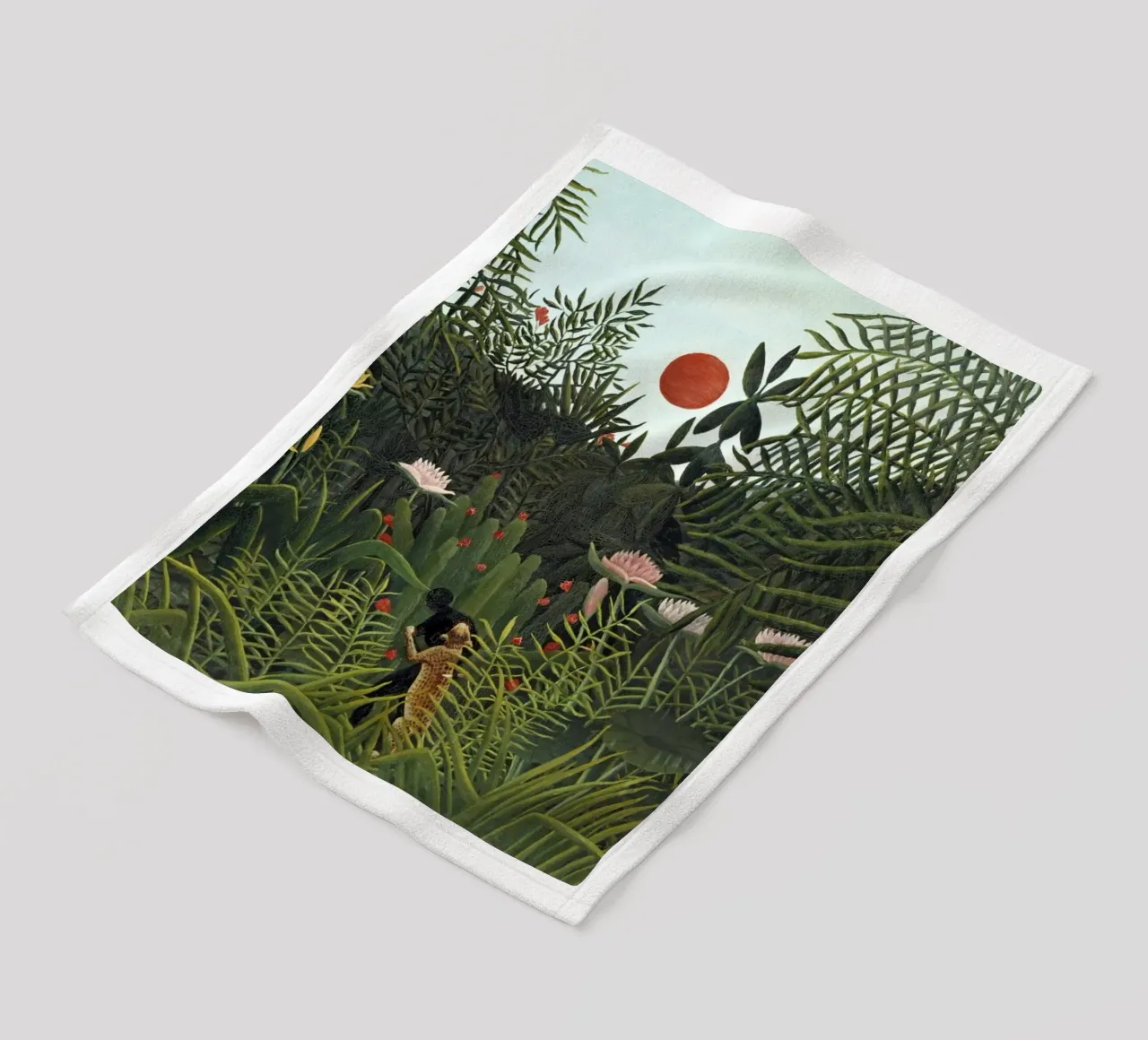 Foresta vergine con tramonto (1910) di Henri Rousseau coperta in pile da Classic Art Prints