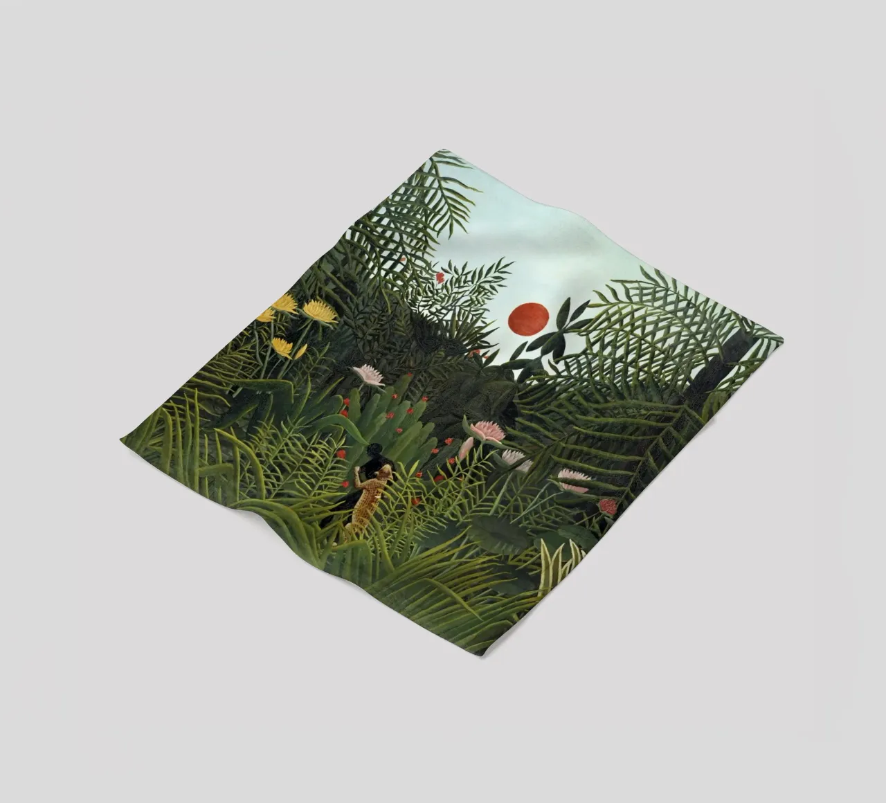 Foresta vergine con tramonto (1910) di Henri Rousseau coperta in pile da Classic Art Prints