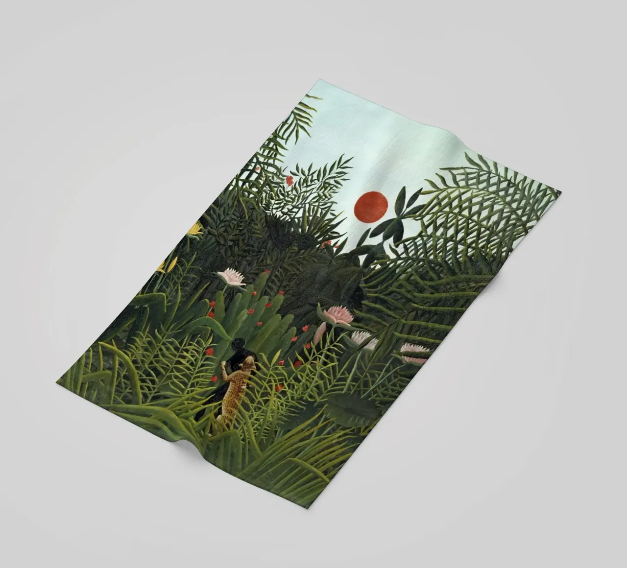 Foresta vergine con tramonto (1910) di Henri Rousseau telo mare da Classic Art Prints