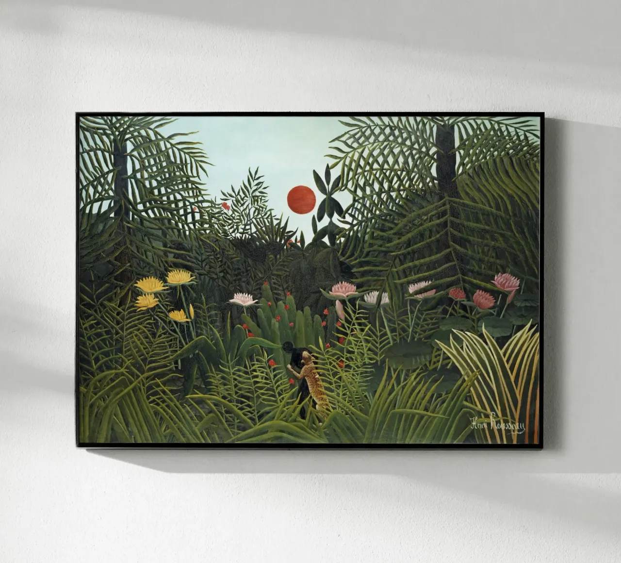 Foresta vergine con tramonto (1910) di Henri Rousseau plexiglass da Classic Art Prints