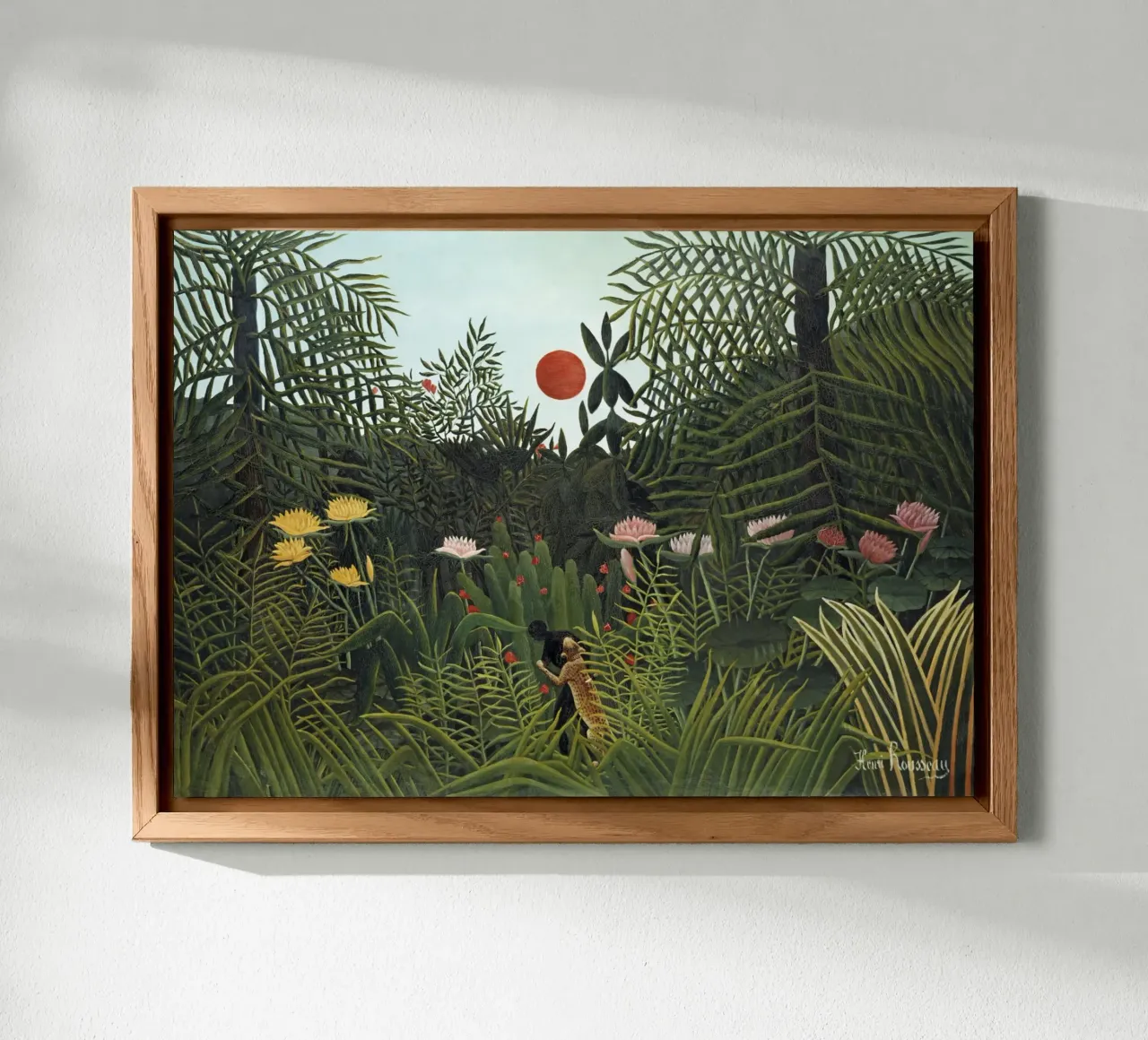 Foresta vergine con tramonto (1910) di Henri Rousseau alluminio dibond da Classic Art Prints