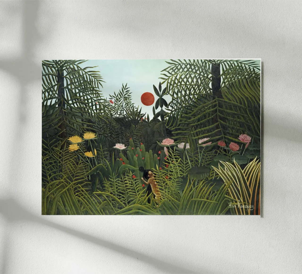 Foresta vergine con tramonto (1910) di Henri Rousseau alluminio dibond da Classic Art Prints