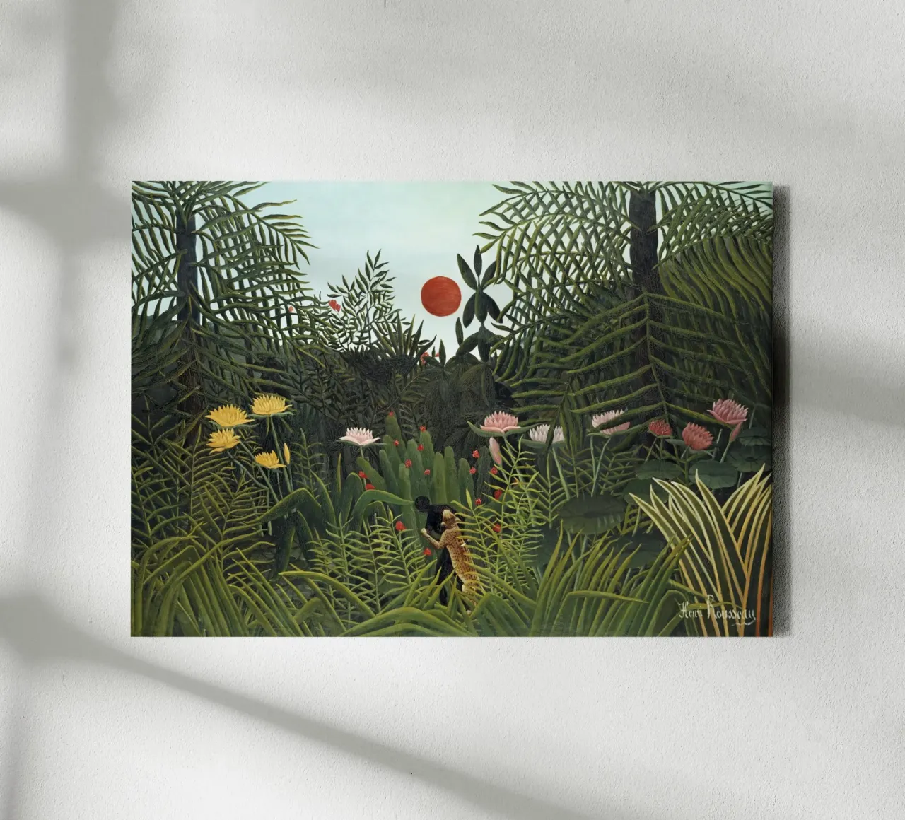 Foresta vergine con tramonto (1910) di Henri Rousseau tela con Cornice a cassetta da Classic Art Prints