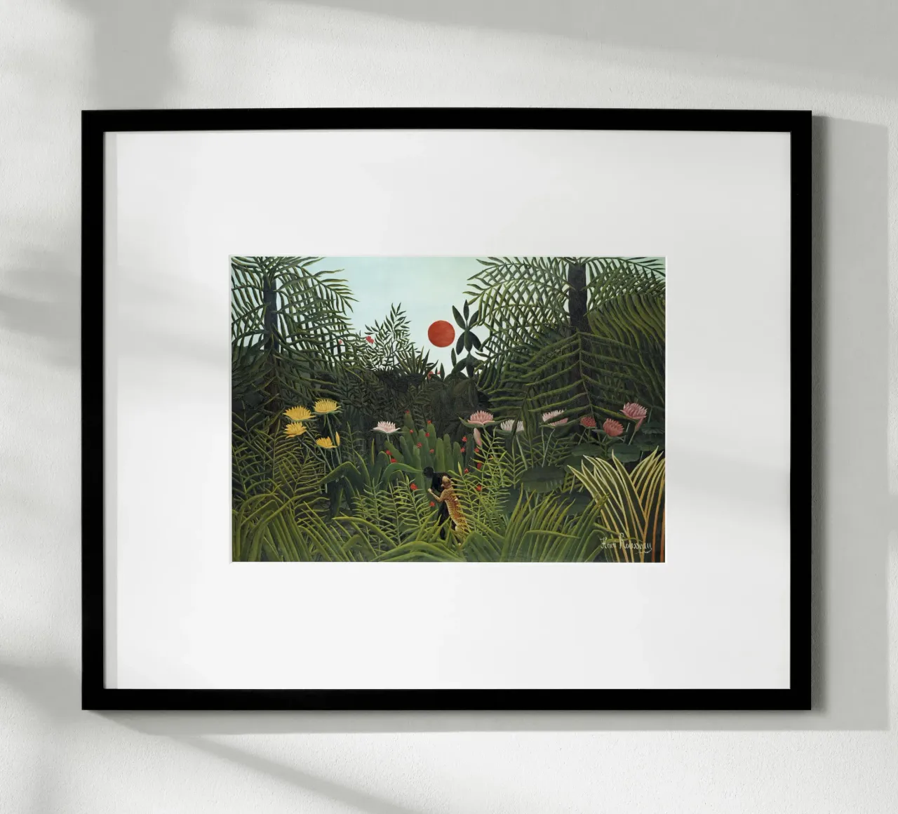 Foresta vergine con tramonto (1910) di Henri Rousseau carta hahnemühle da Classic Art Prints