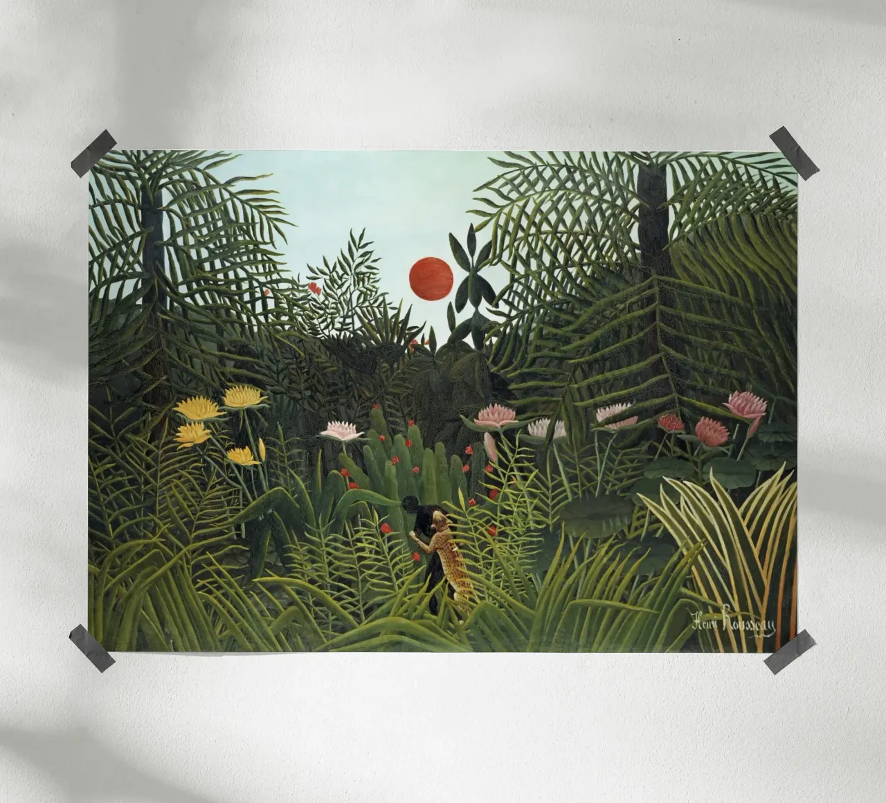Foresta vergine con tramonto (1910) di Henri Rousseau carta hahnemühle da Classic Art Prints