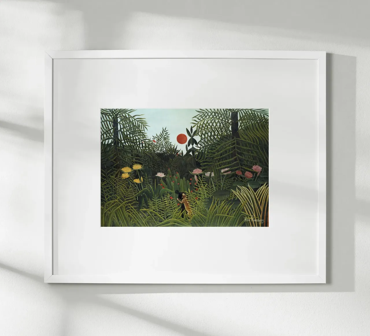 Foresta vergine con tramonto (1910) di Henri Rousseau carta hahnemühle da Classic Art Prints