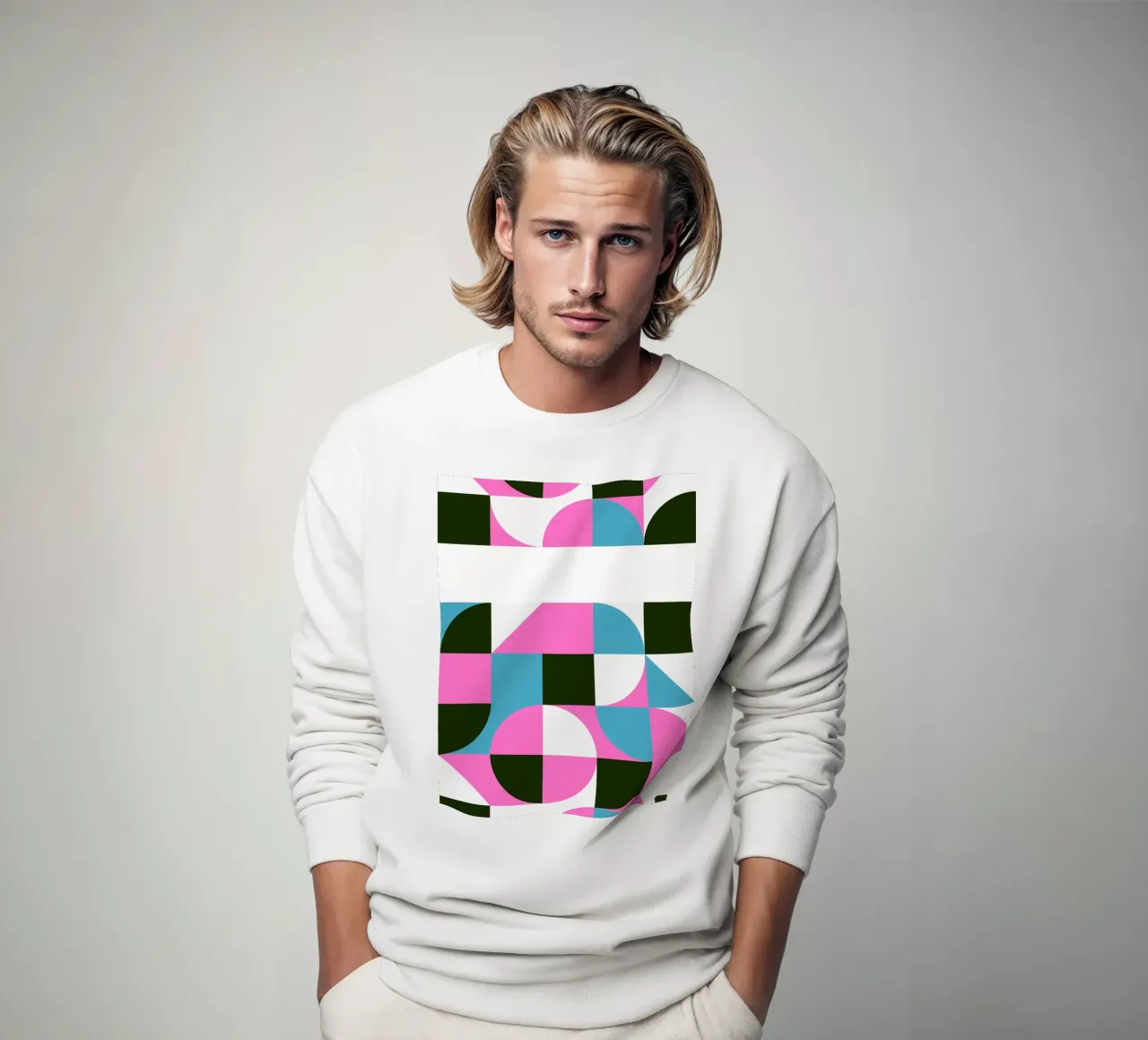 Forme geometriche pop - Arte retrò in rosa e turkis felpa da Studio Vibe