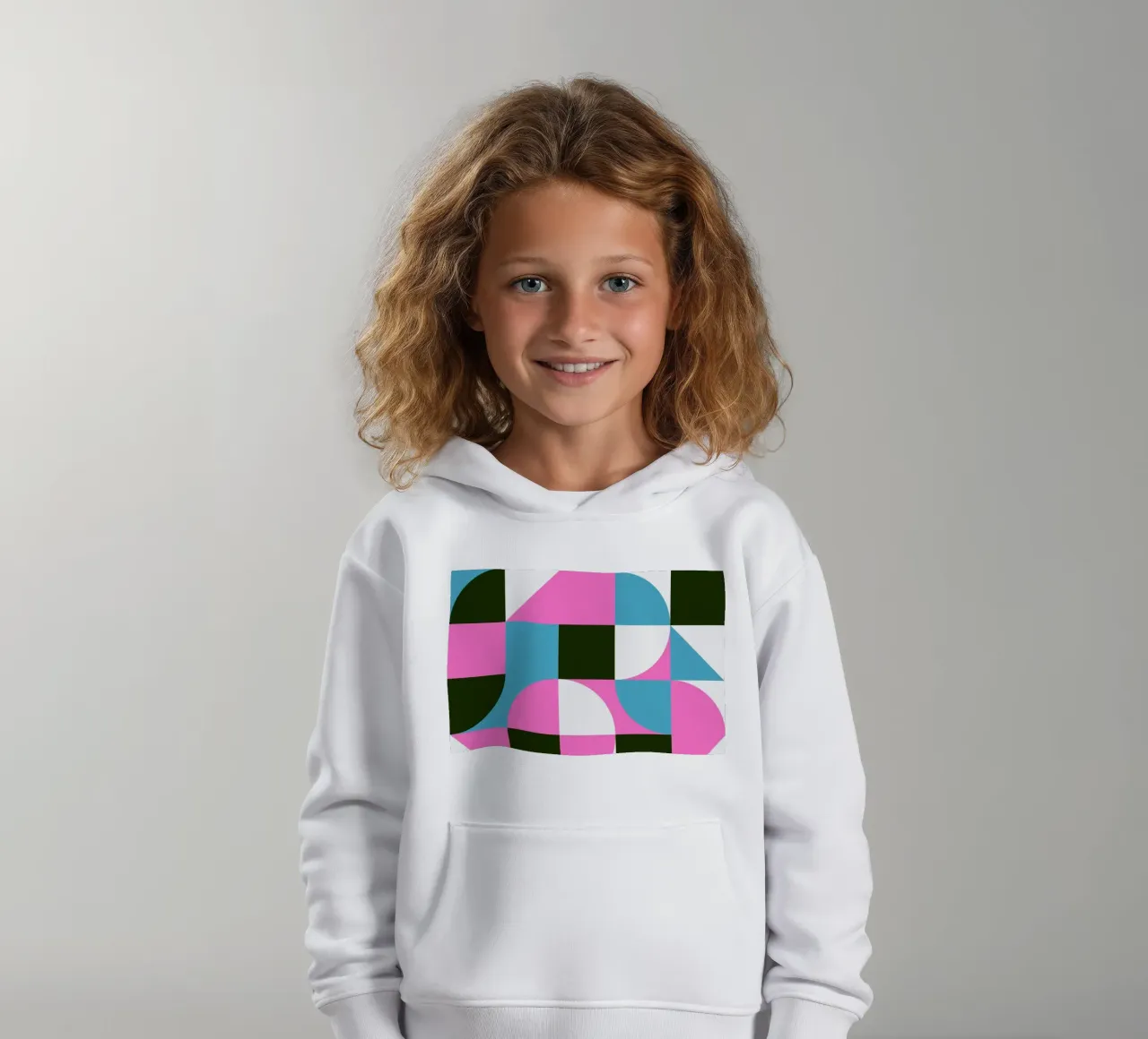 Forme geometriche pop - Arte retrò in rosa e turkis felpa bambino con cappuccio da Studio Vibe