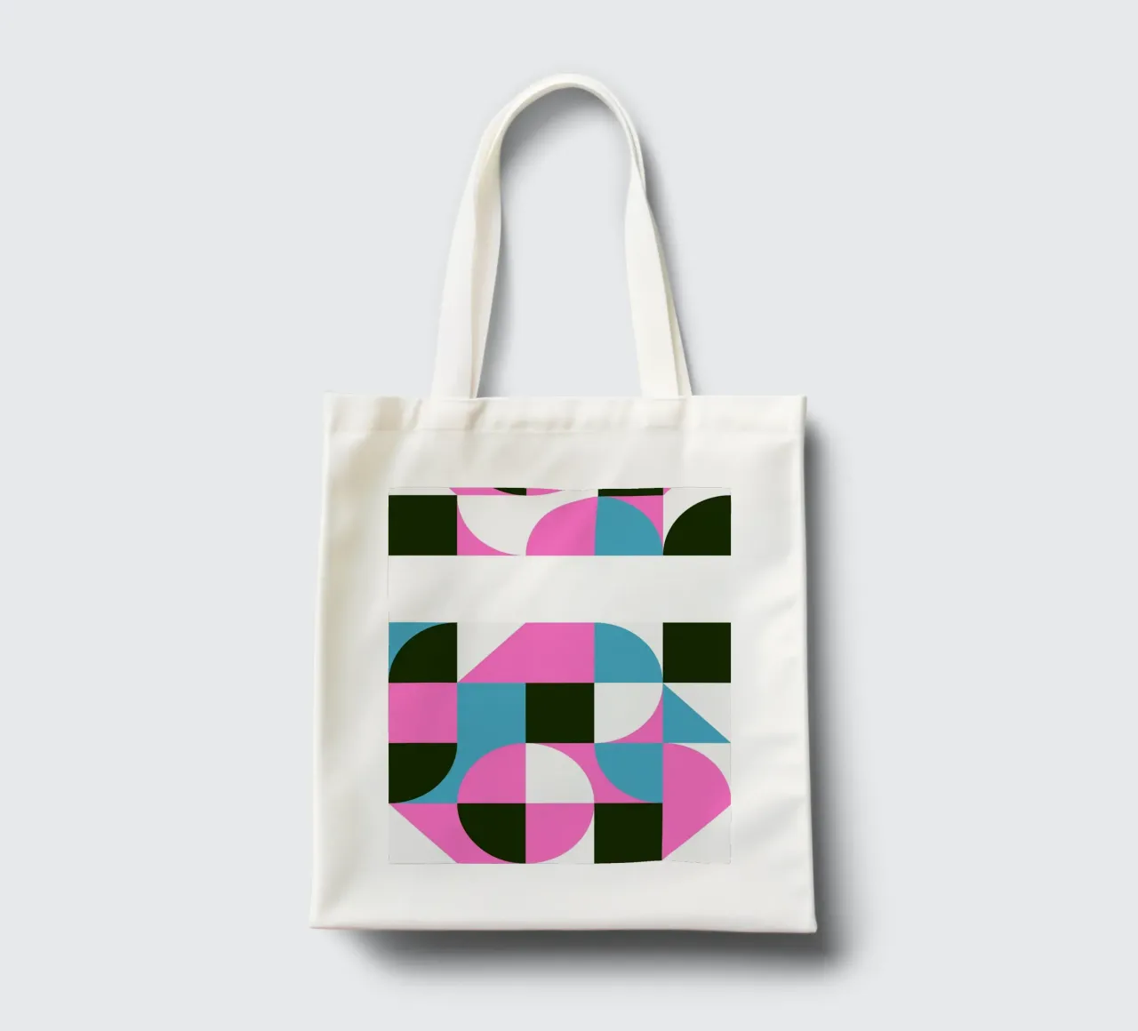 Forme geometriche pop - Arte retrò in rosa e turkis borsa in juta da Studio Vibe