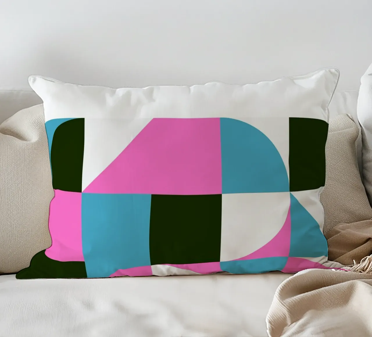 Forme geometriche pop - Arte retrò in rosa e turkis cuscino da Studio Vibe